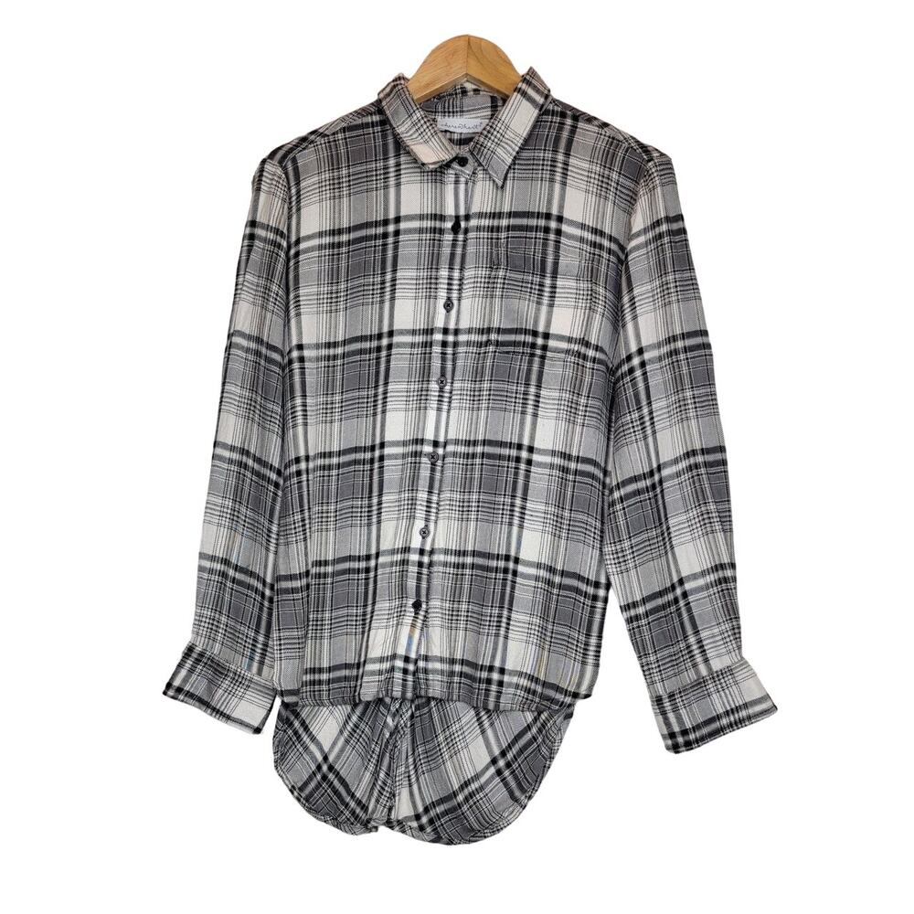 Keren Hart‎ Black Long Sleeve Flannel Button Up Size Medium